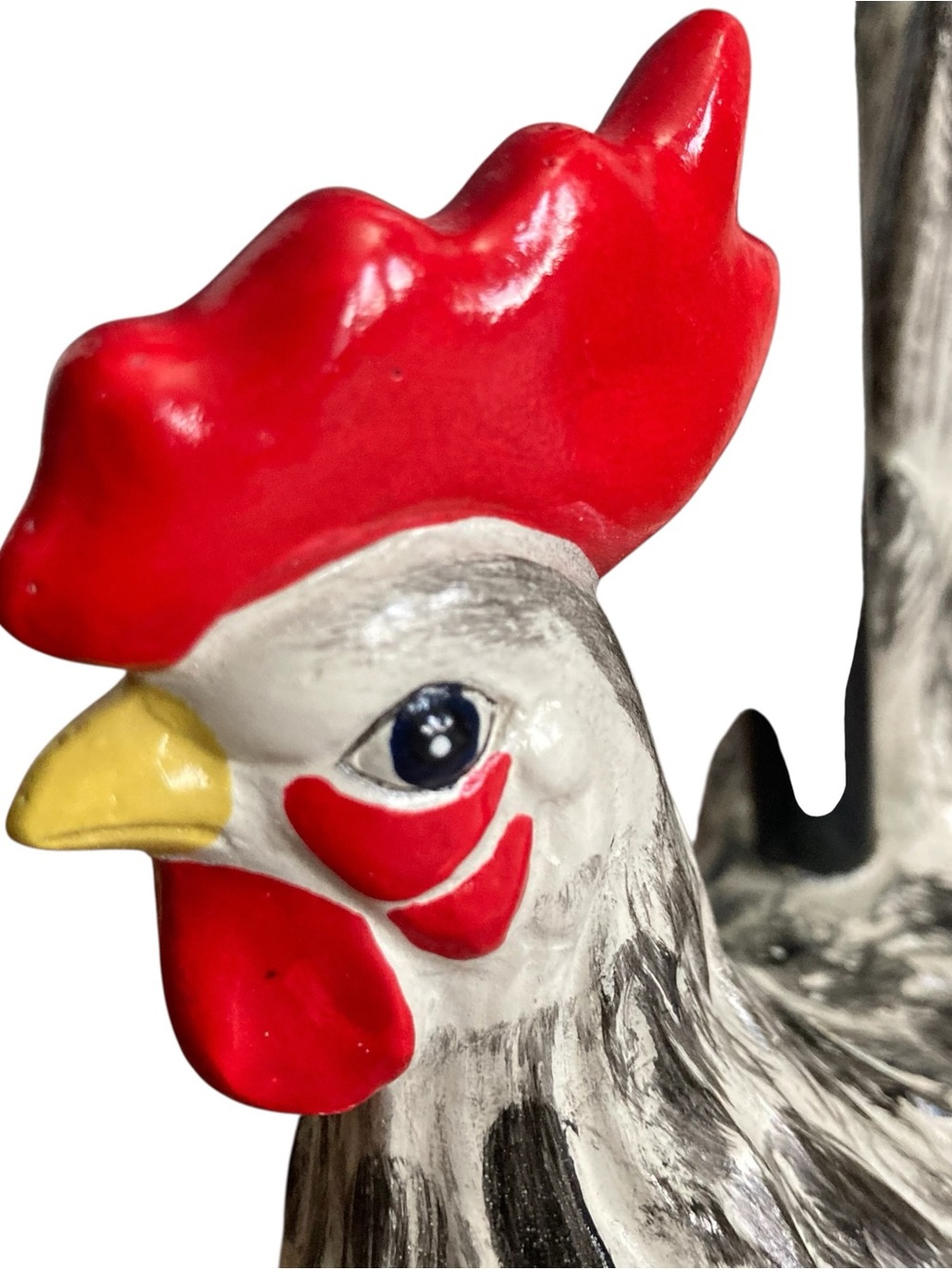 Farmhouse Retro Ceramic Painted Black and White Rooster Lamp Base - Picture 4 of 10